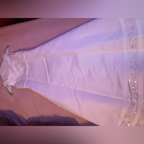 Oleg Cassini Dresses White Long Dress With Sequin Detail Poshmark